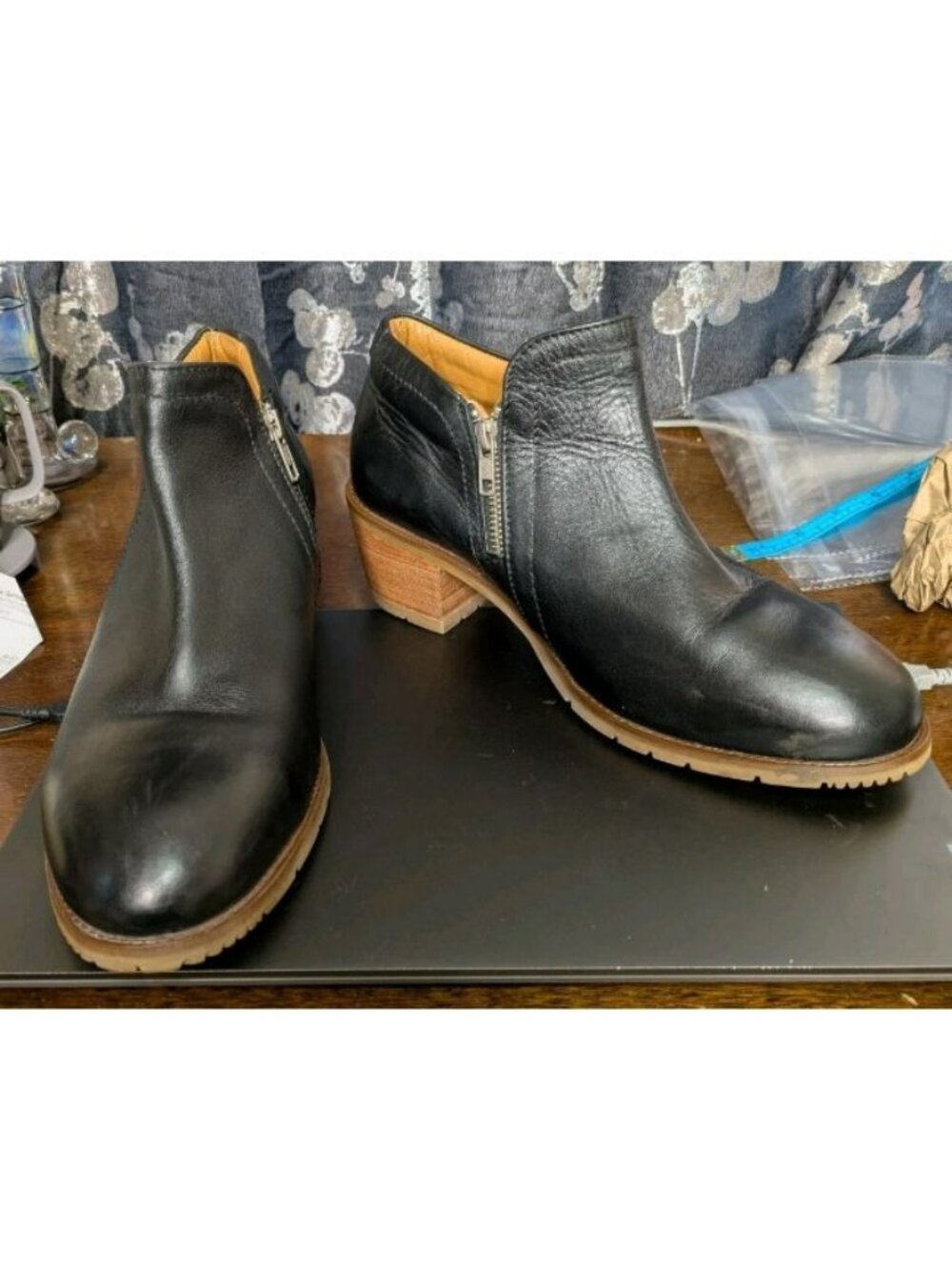 Xena Gravity Ankle Boots Womens Sz 11 Black Leather Steel Toe Zip Up Work Shoes